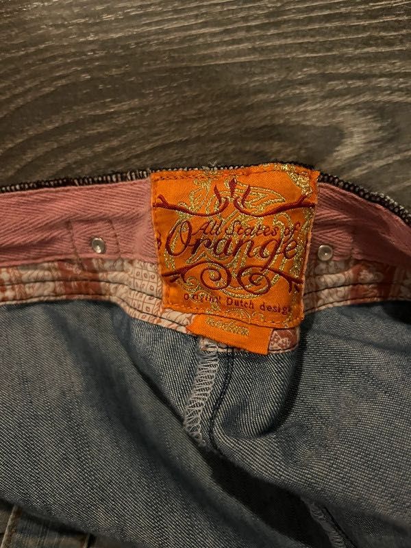 All states of Orange vintage asymetryczna jeansowa spódniczka cyrkonie