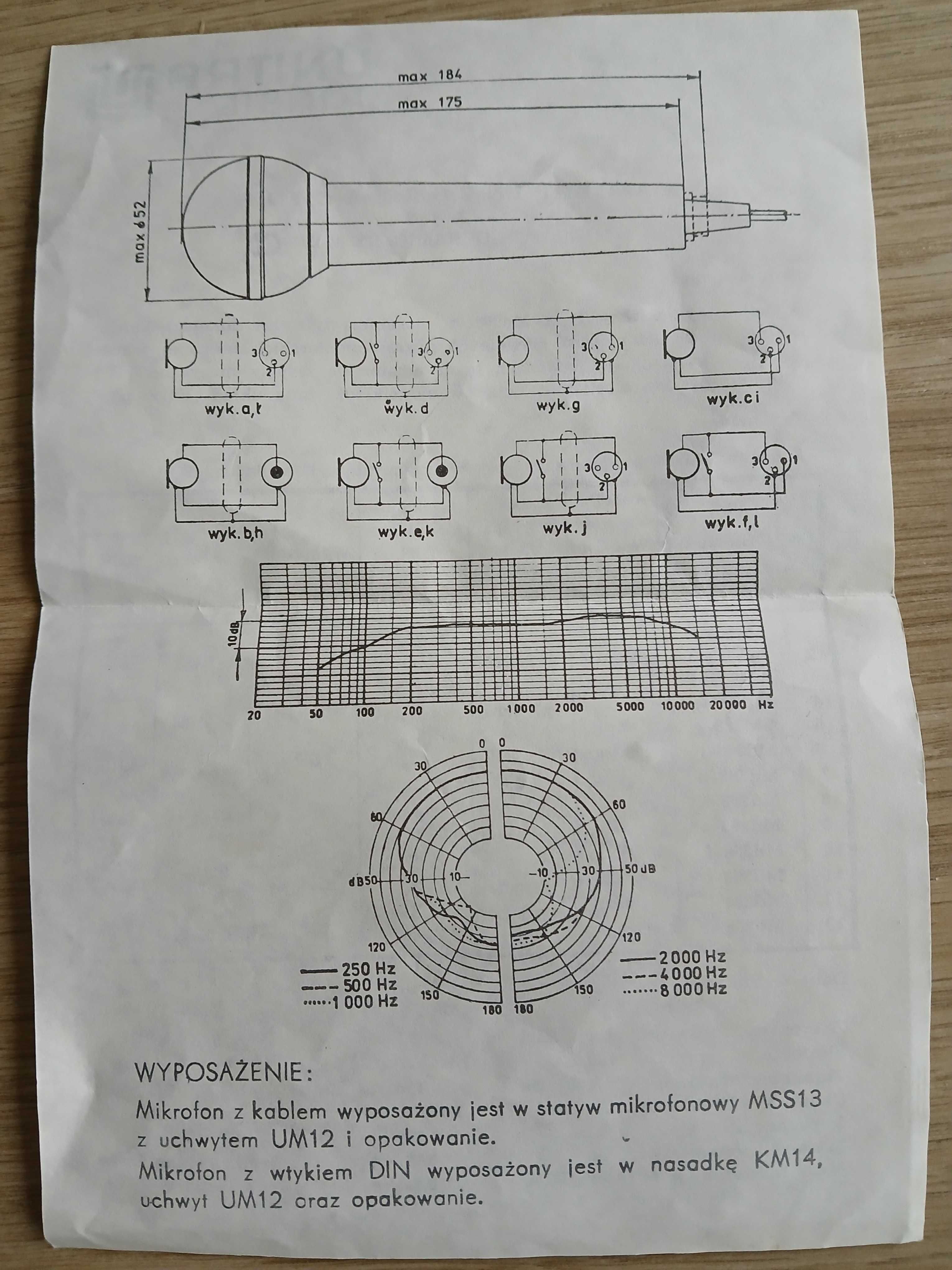 Mikrofon przewodowy Tonsil Unitra MD268-a