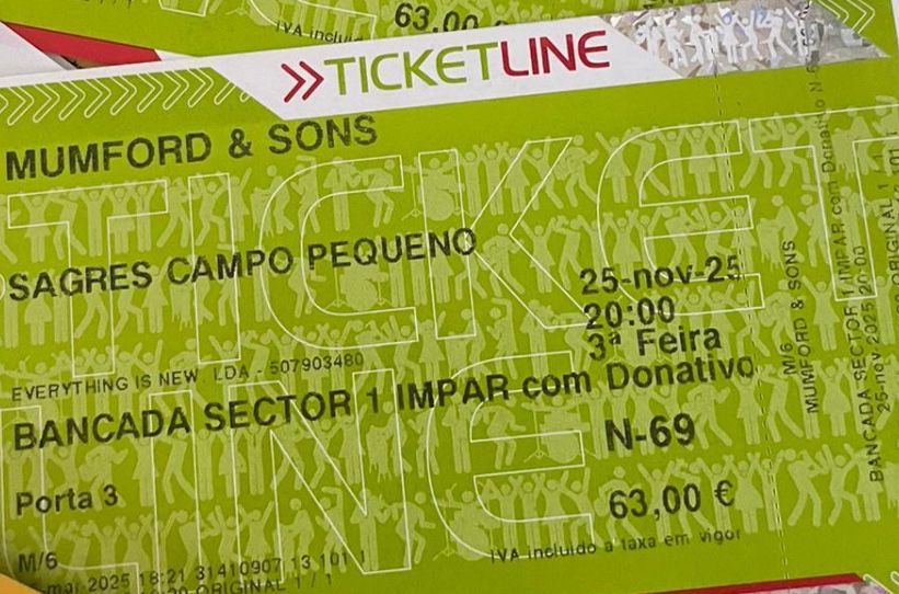 Bilhete Mumford and Sons Campo Pequeno 25 novembro 2025