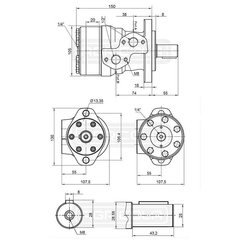 Silnik hydrauliczny BMR 100 O2 WC25 Z PŁ 90