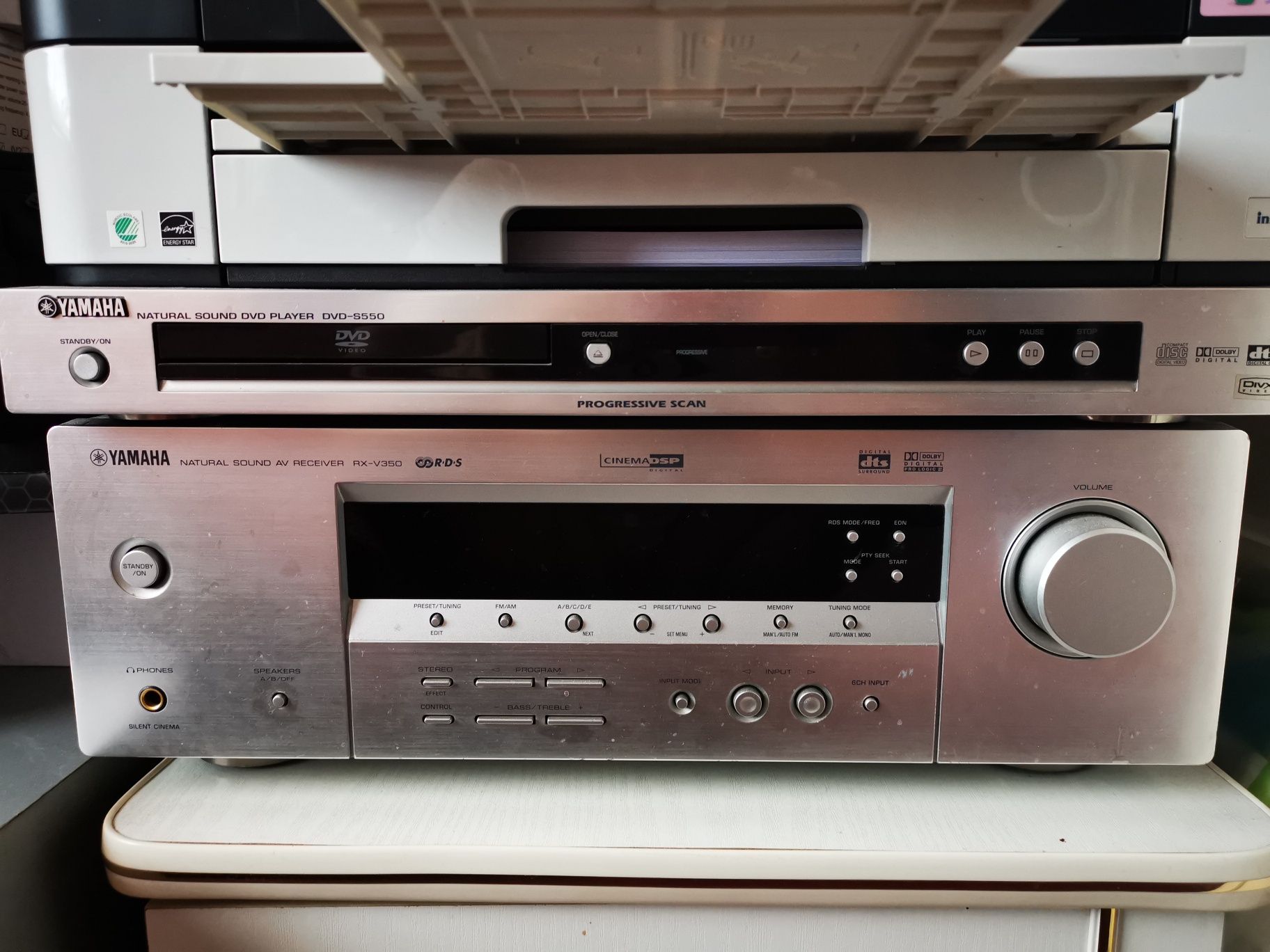Sprzedam kino domowe Yamaha RX-V350+Kolumny Diskovery(duński)+dvd s-55