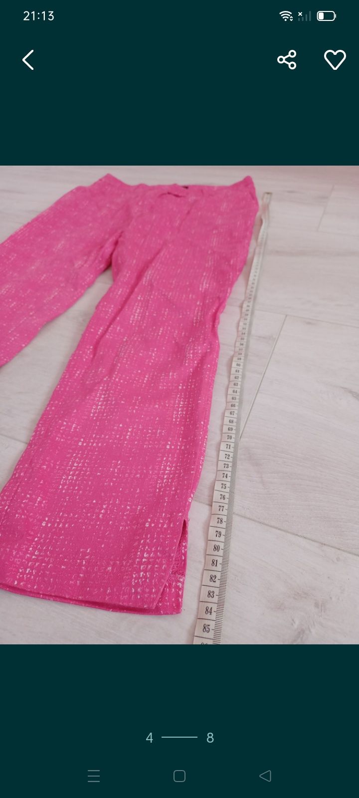 Cygaretki 34 XS S spodnie damskie bawełna chinosy różowe H&M bawełnian
