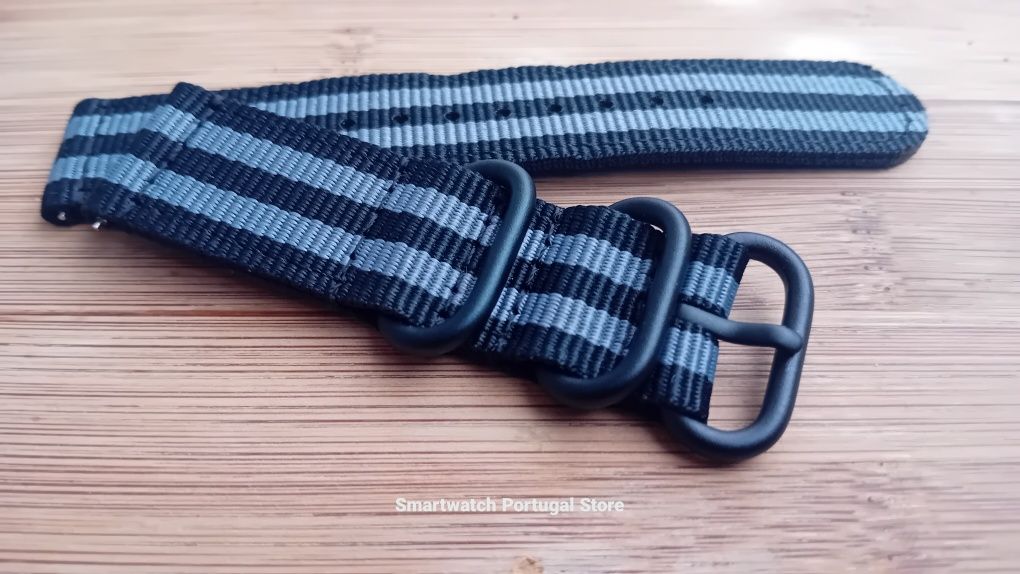 Bracelete 22mm em Nylon, Nato (Novo) preto cinzenta