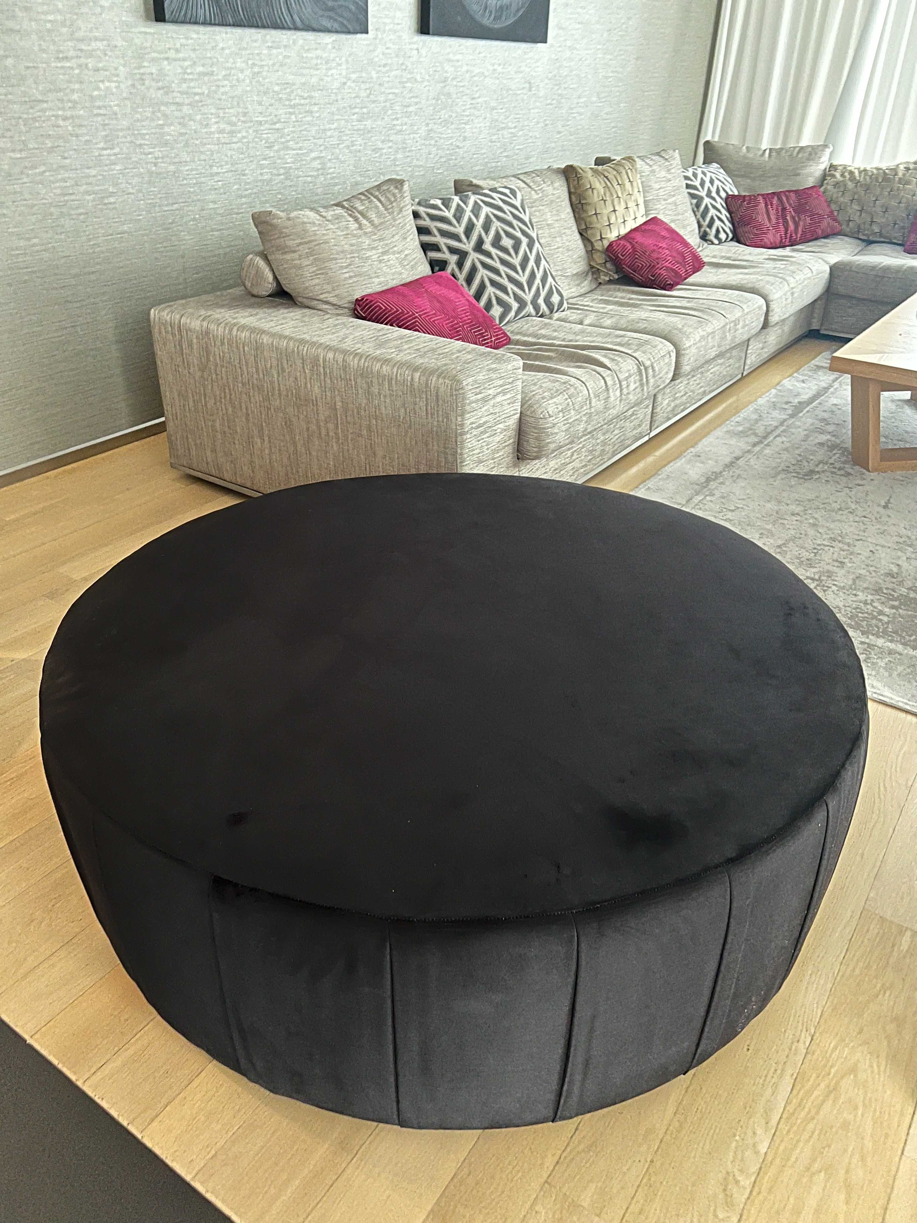 Puf- piekny czarny srednica 130 cm , h 45- mebel do duzego salonu