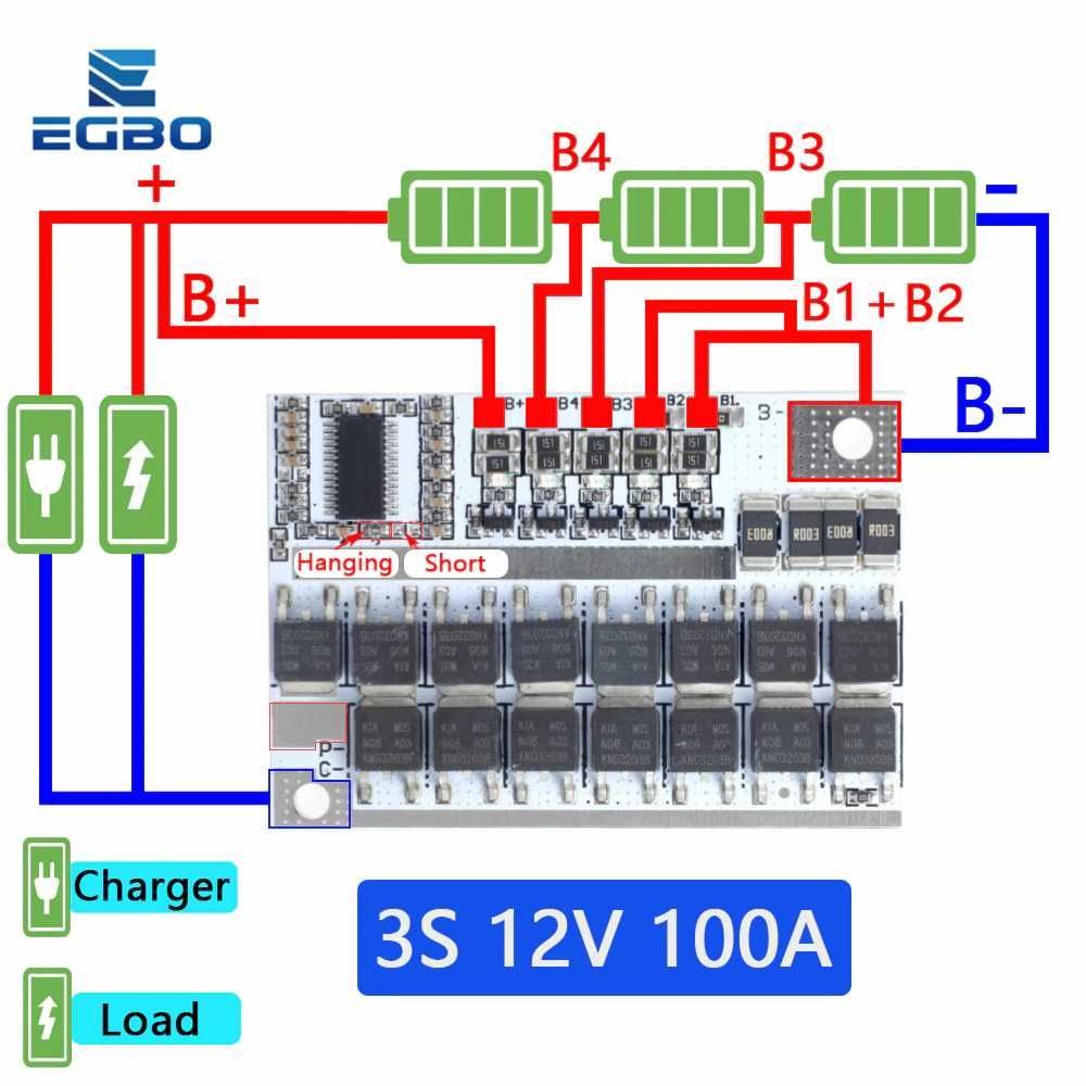 BMS  Li-ion 100A 3S 4S 5S Контроллер БМС заряда разряда, балансировка