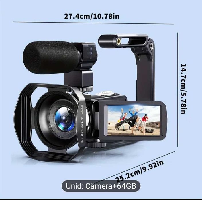 Máquina fotográfica. Filma 64 GB. 8K