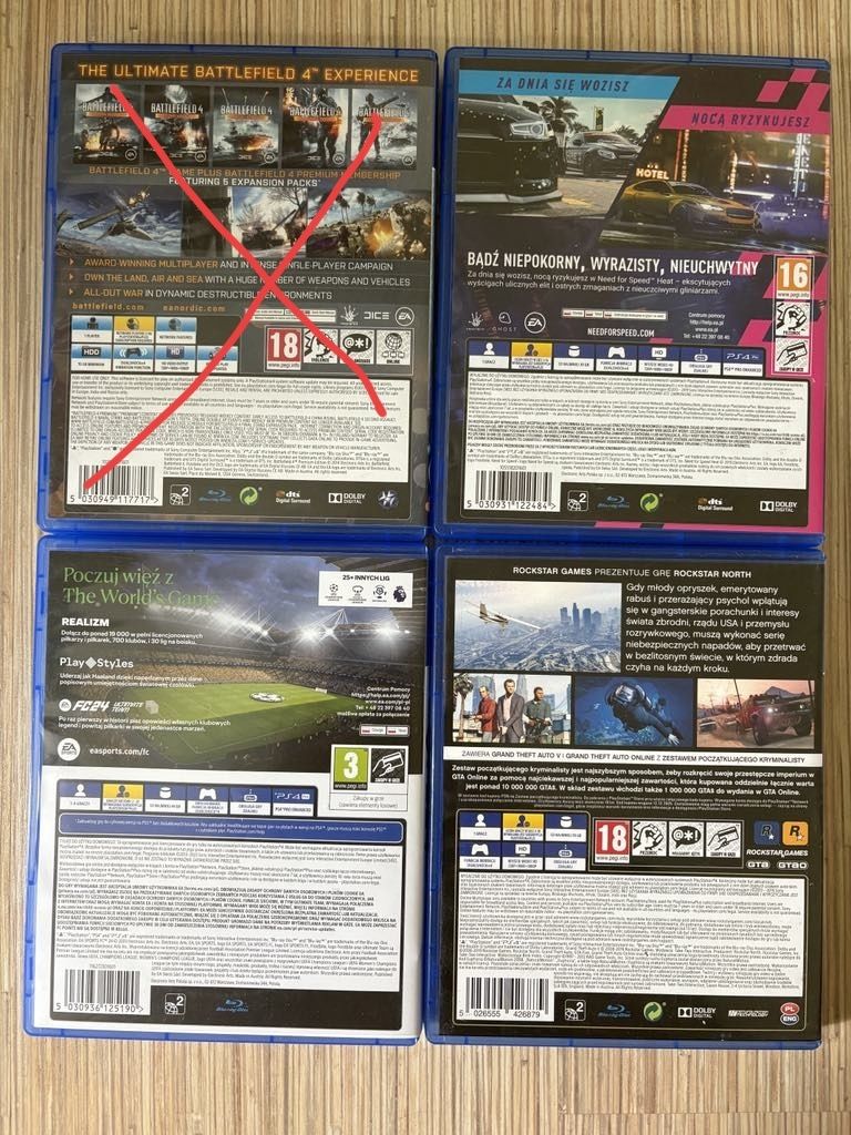 nfs heat, fc 24, gta 5 na konsole ps4