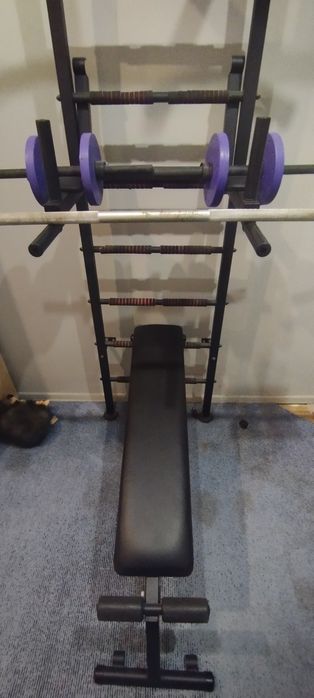 Шведська стінка з лавкою, брусами і штангою