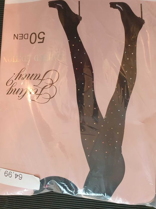 Rajstopy czarne z krysztalkami;50Den,wersja limited; Nowe;S/M