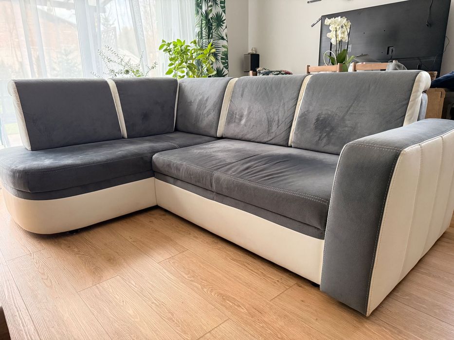 Kanapa narożnik rozkładany Agata Meble, szary