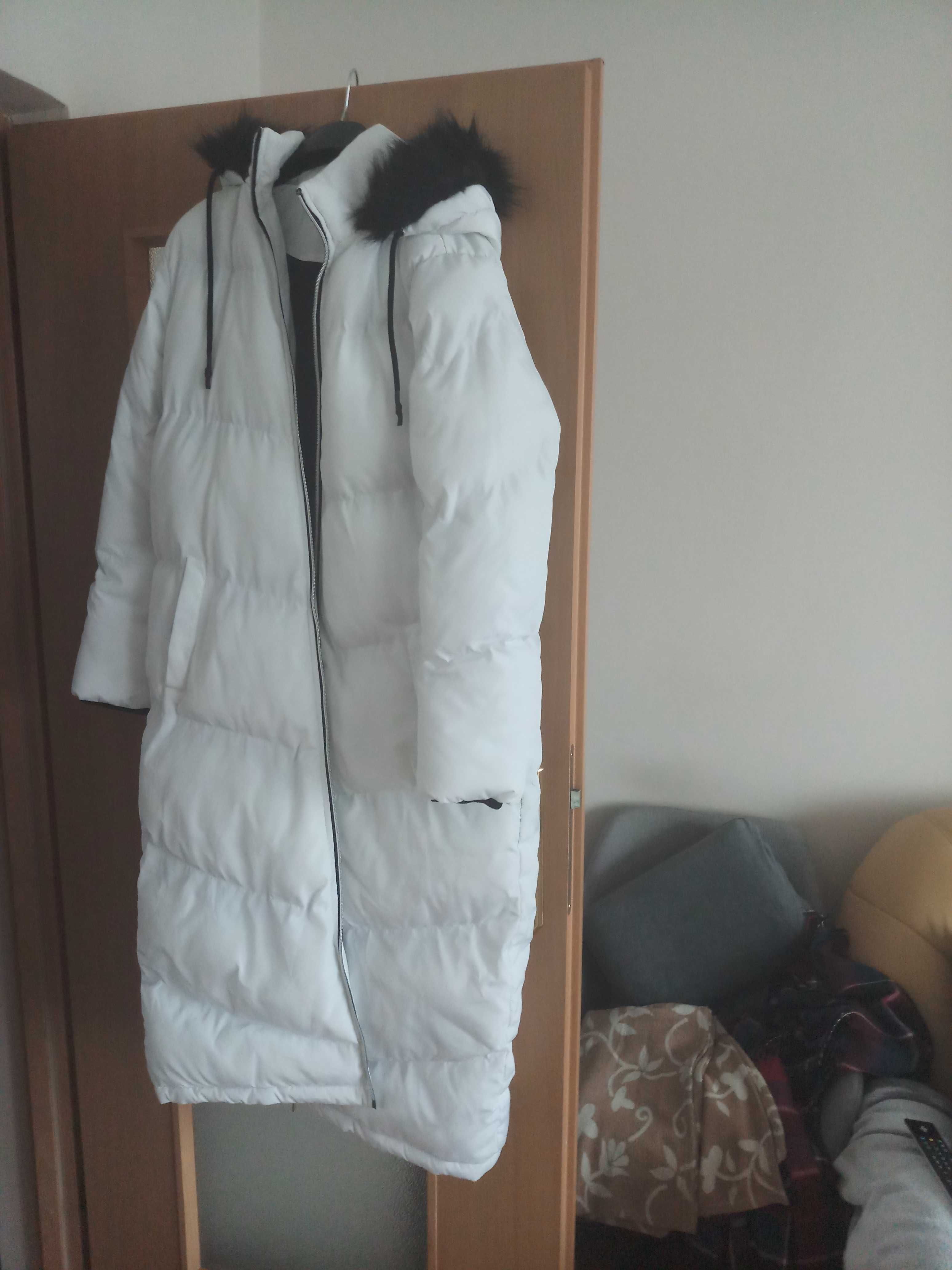 Brave Soul biała puchowa długa kurtka , płaszczyk r XL