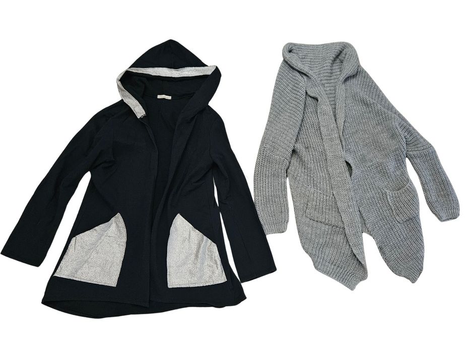 Zestaw szary kardigan i granatowa bluza/narzutka M 38