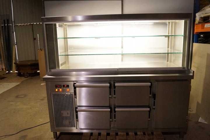 Witryna Chłodnicza Chłodnia z Nadstawką Podświetlana Szuflady 180x80