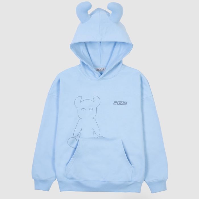 Bluza z kapturem z rogami z haftem Horned Lucy Baby Blue hoodie 2005 L