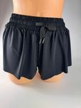 Damskie spodenki sportowe do biegania dwuwarstwowe 2w1 czarne M