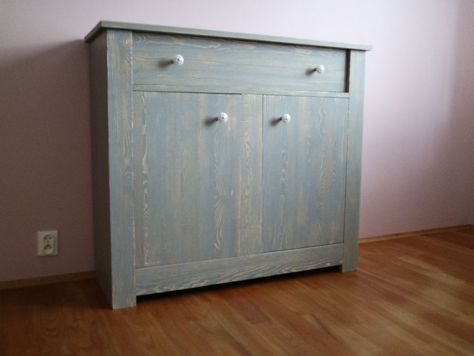 Nowa komoda drewniana retro szara