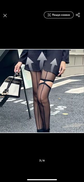 Колготки чорні  з асемитричним вирізом