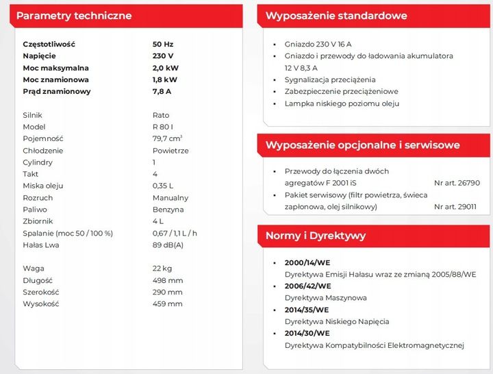 Polski Agregat Prądotwórczy Inwertorowy Inwerterowy Walizkowy Fogo F20