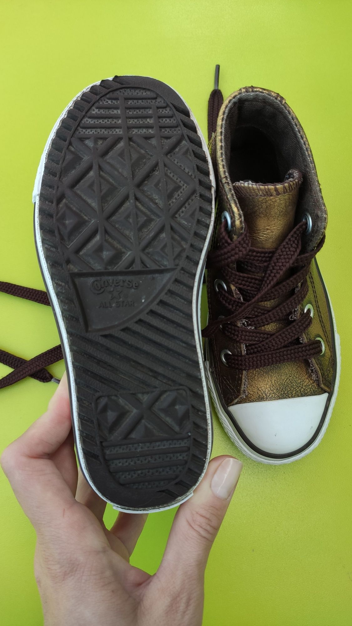 Ботинки кеды кожаные Конверс Converse для девочки размер 27, 17 см.