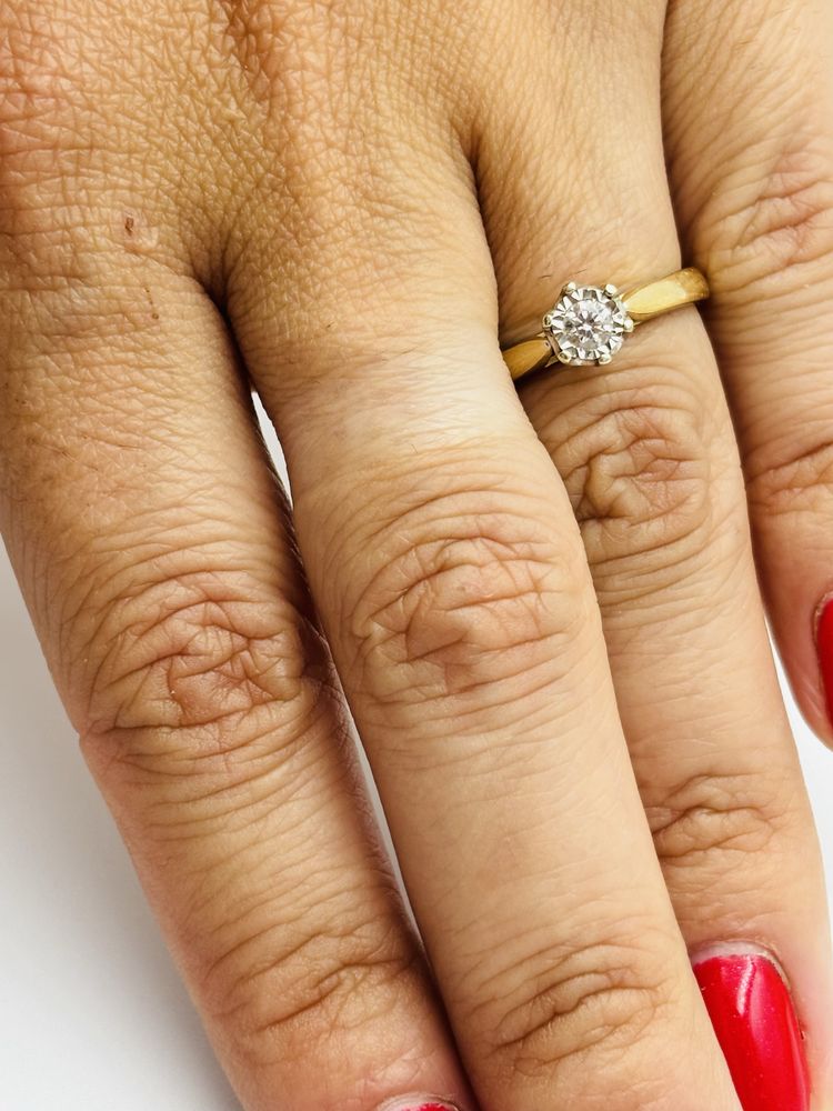 Pierścionek Złoty z Brylantem 0.15ct 585/14k 2.03g roz13 Certyfikat