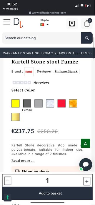 Cadeira (Kartell Stone stool Fumèe)