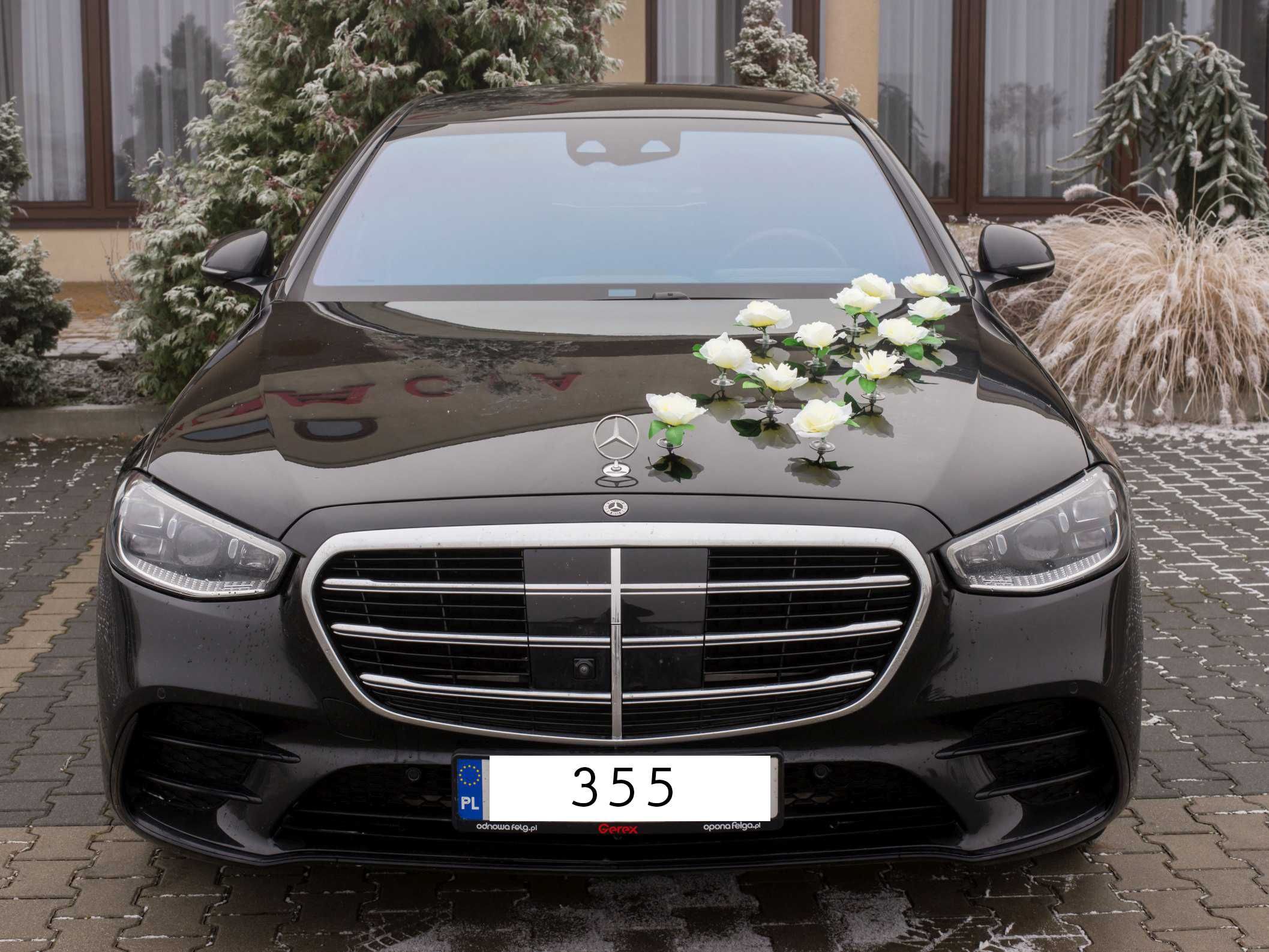 KREMOWE RÓŻE stroiki kwiatowe na samochód do ślubu dekoracja  355