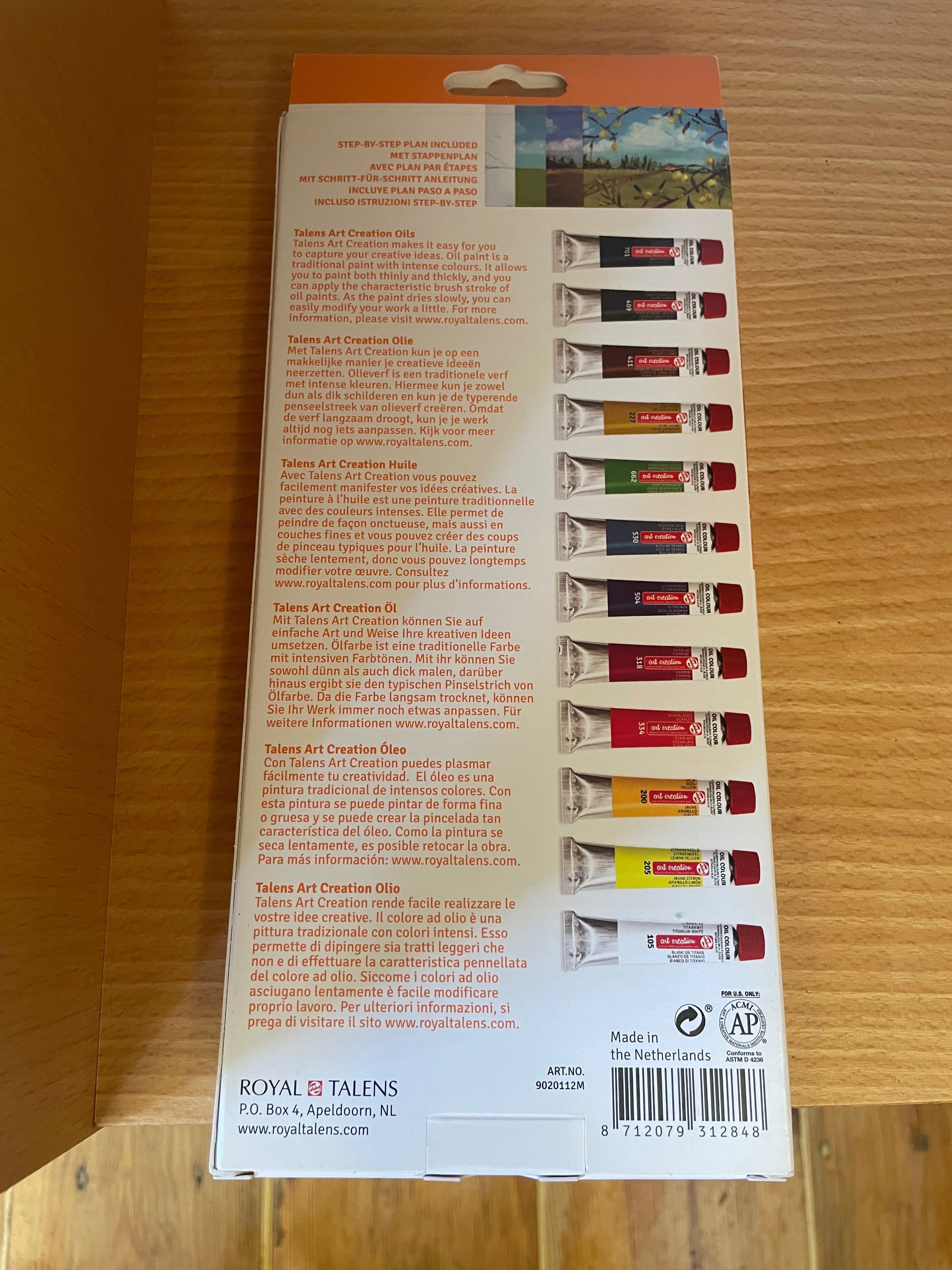 NOVO Conjunto de tintas de óleo caixa fechada