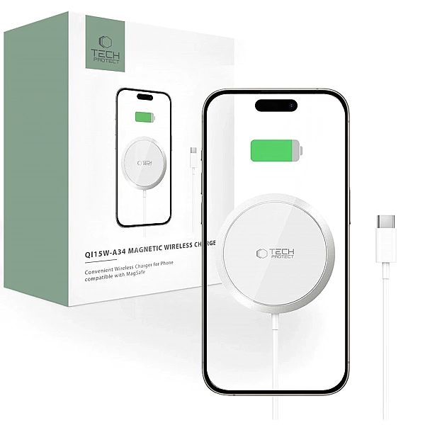 Ładowarka Tech-Protect QI15W-A34 indukcyjna z MagSafe z kablem USB-C -