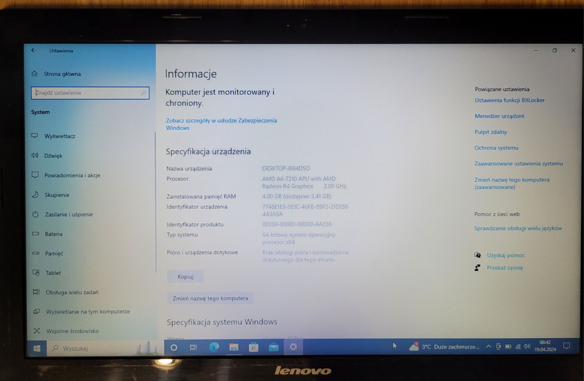 Laptop Lenovo desktop-8184D5O