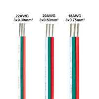 Плоский кабель 22/20/18AWG 3х жильный для RGB светодиодной ленты