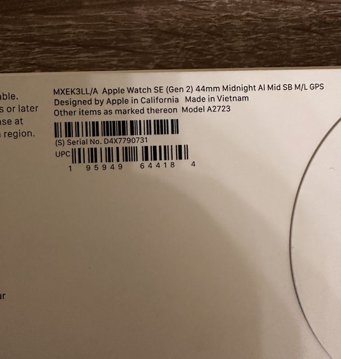 Нові Apple Watch SE Gen 2 GPS 44mm  Midnight Aluminium Case M/L