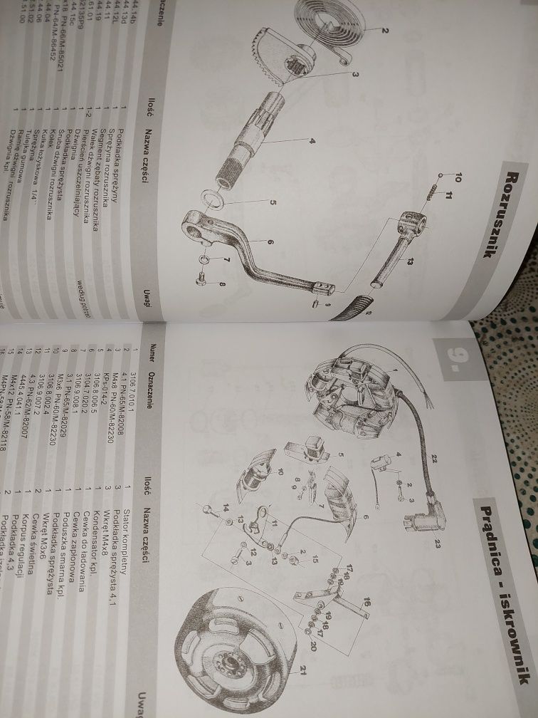 Instrukcja obsługi katalog części wsk 125  silnik,rama