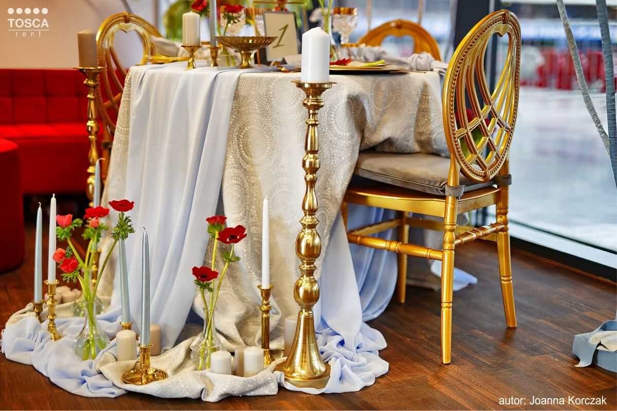 Krzesła na wesele Glamour Love złote Kielce Ostrowiec Świętokrzyski