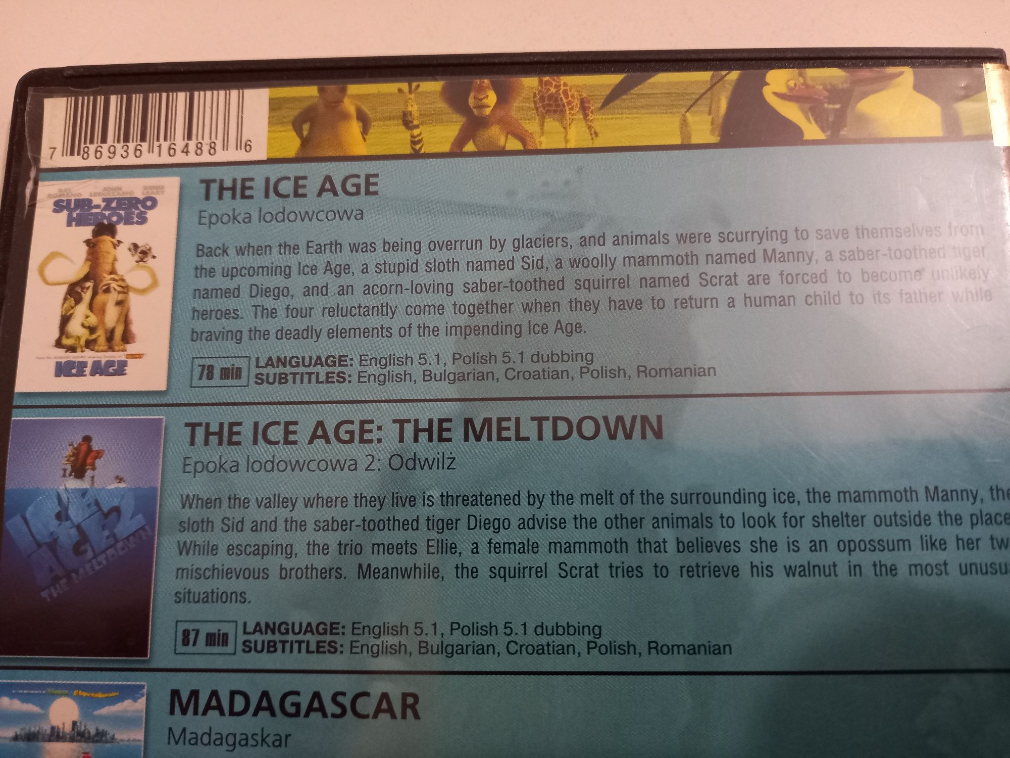 Epoka Lodowcowa 1 i 2 Madagaskar Ekspres Polarny Potwory i Spółka DVD