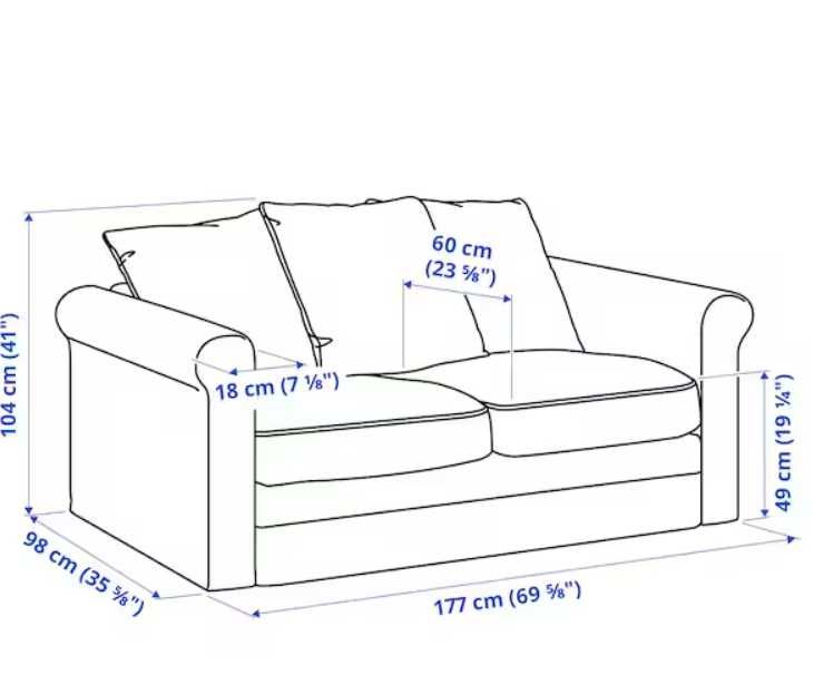Sofa GRÖNLID Ikea 2-osobowa średnioszara NIEROZKŁADANA
