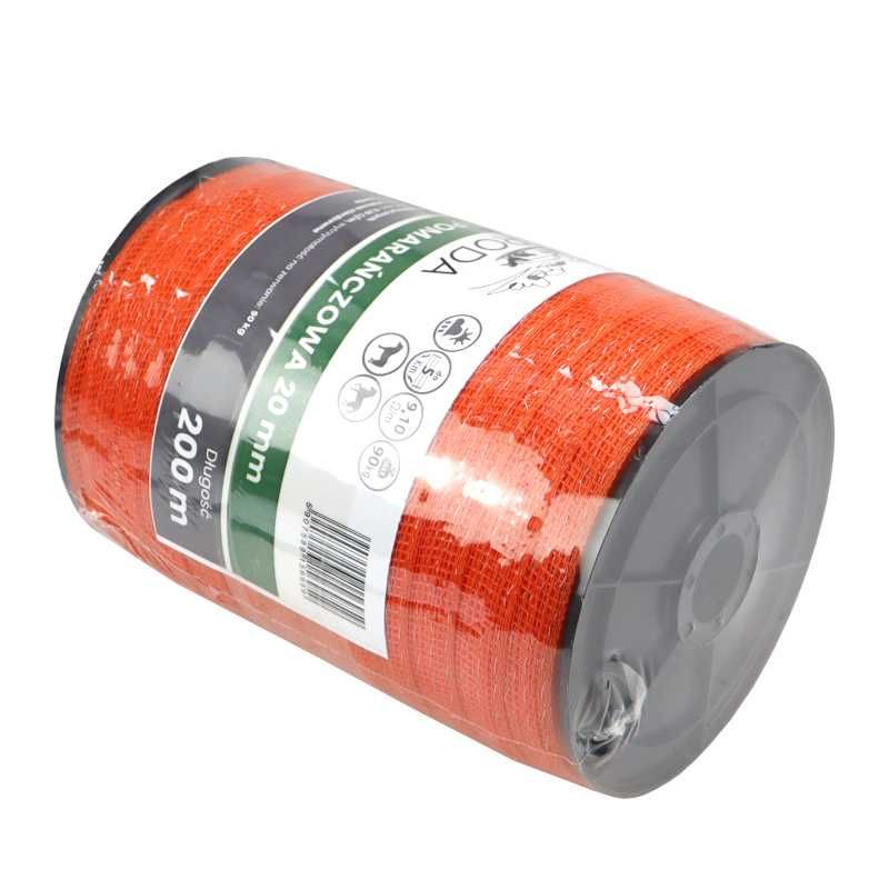 Taśma elektryzatora 20mm/200m do pastucha pomarańczowa ZAGRODA