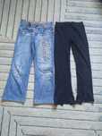 Spodnie jeansowe i czarne dzwony roz 146