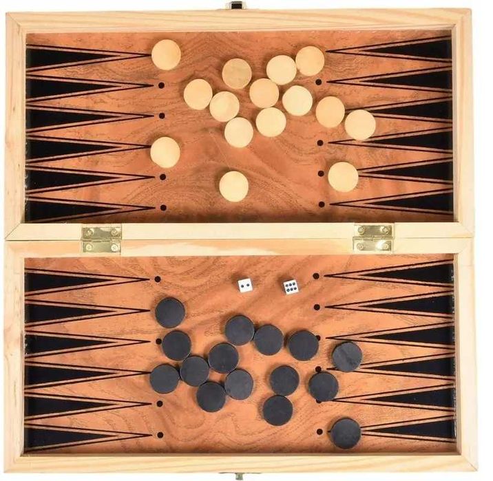 duże szachy drewniane 34cm klasyczne gra skład tryktak warcaby