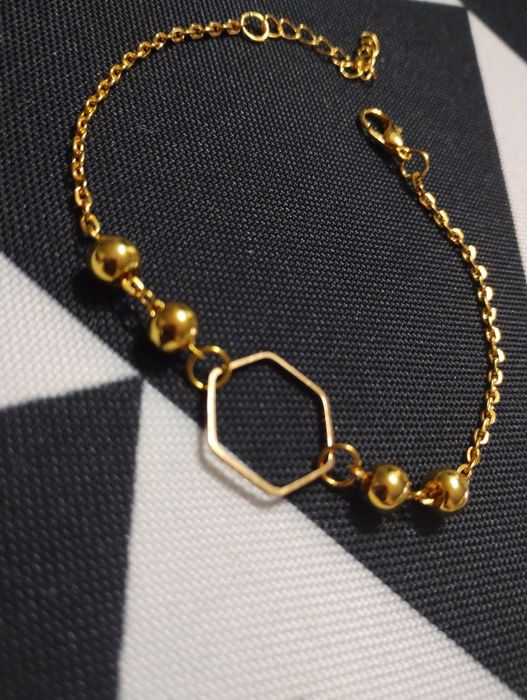 Złota bransoletka plaster miodu kulki kuleczki