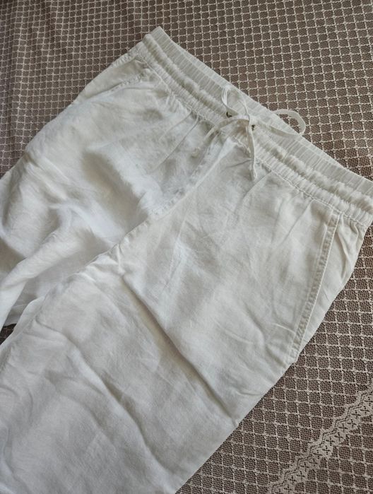 Lniane białe spodnie
