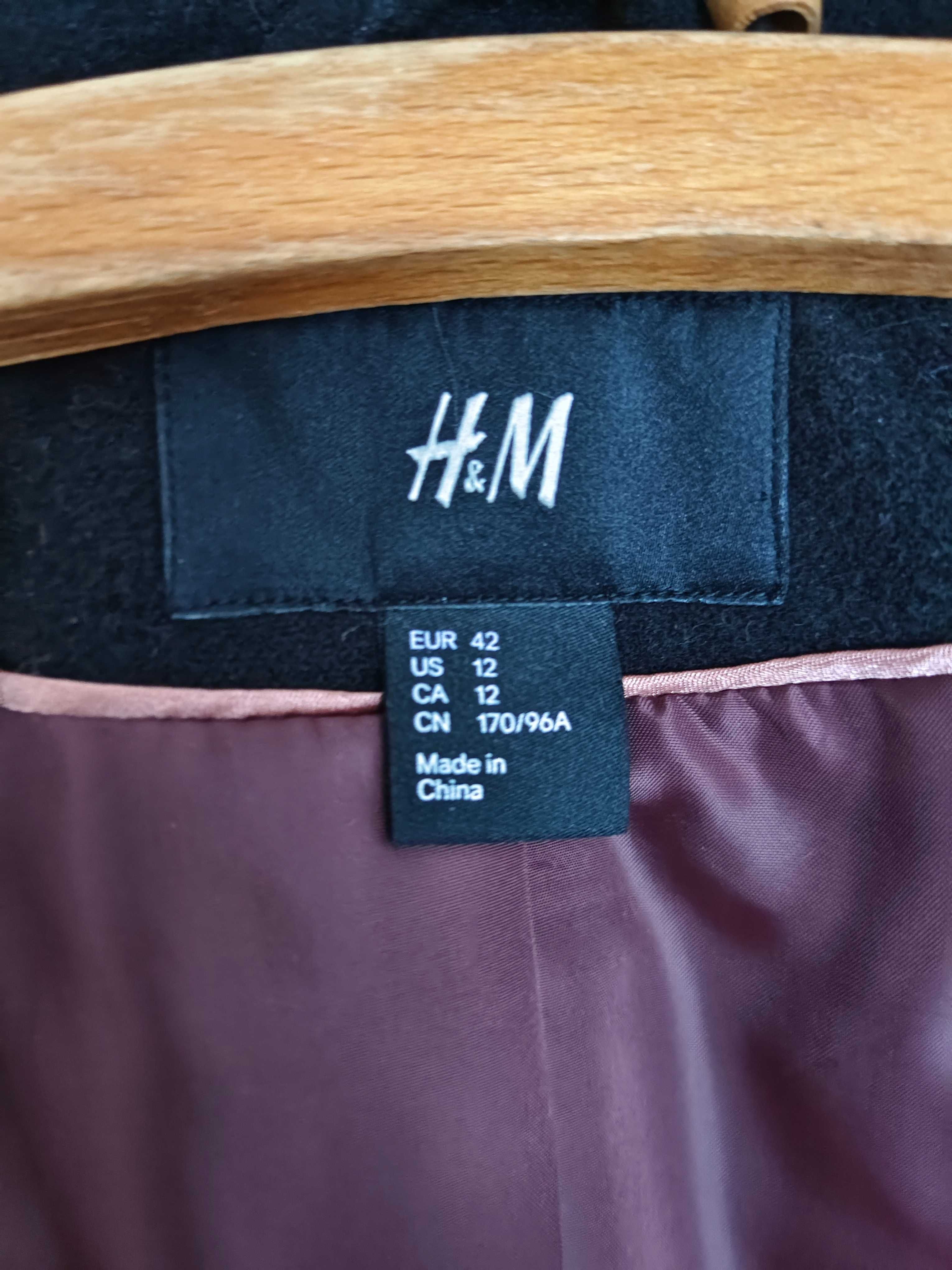 Płaszcz z wiązanym paskiem tkaninowy H&M 42 kkh5t+