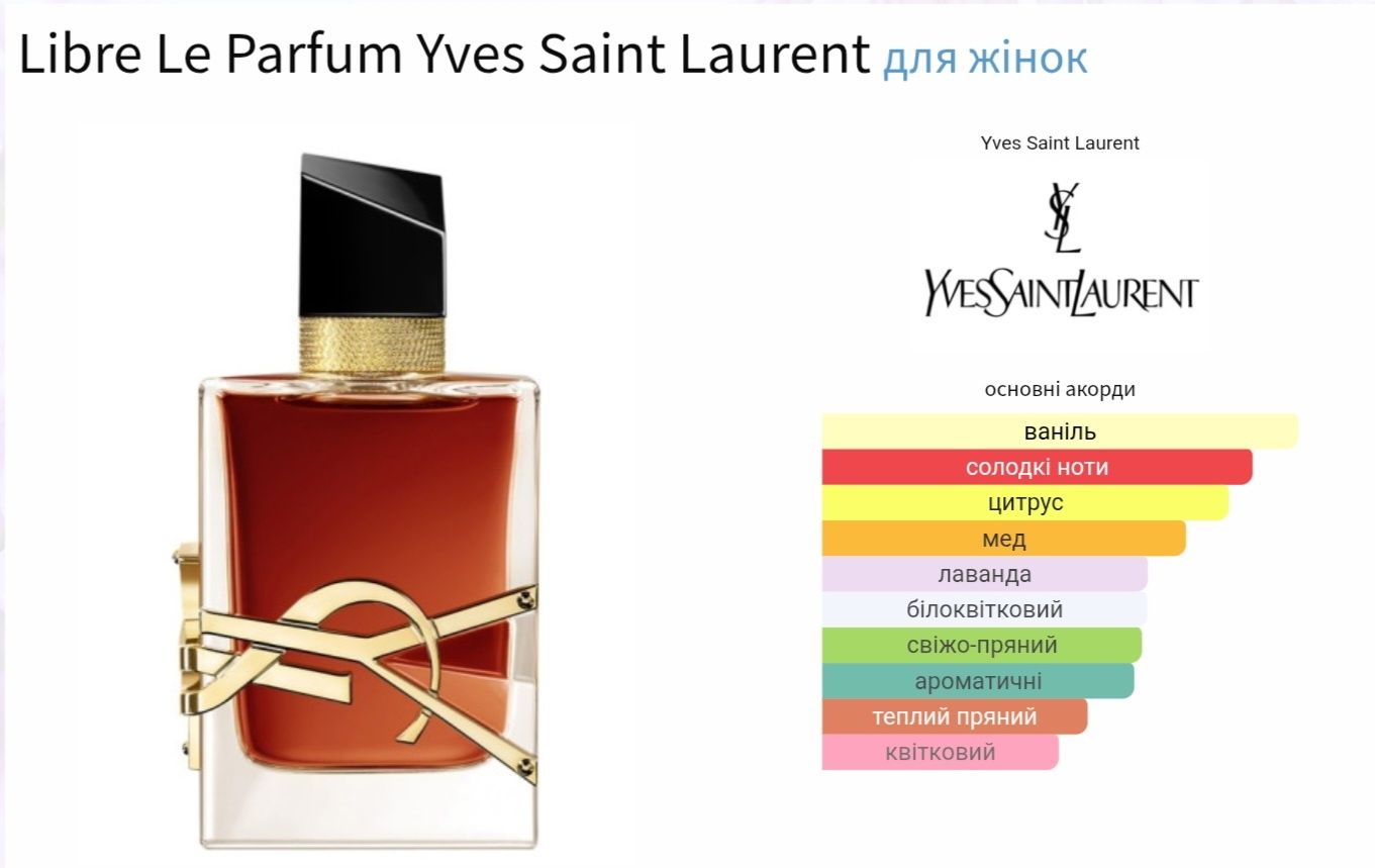 Libre: L'Eau Nue, Platinum, Le parfum, Intense Парфум на розлив 10 ml