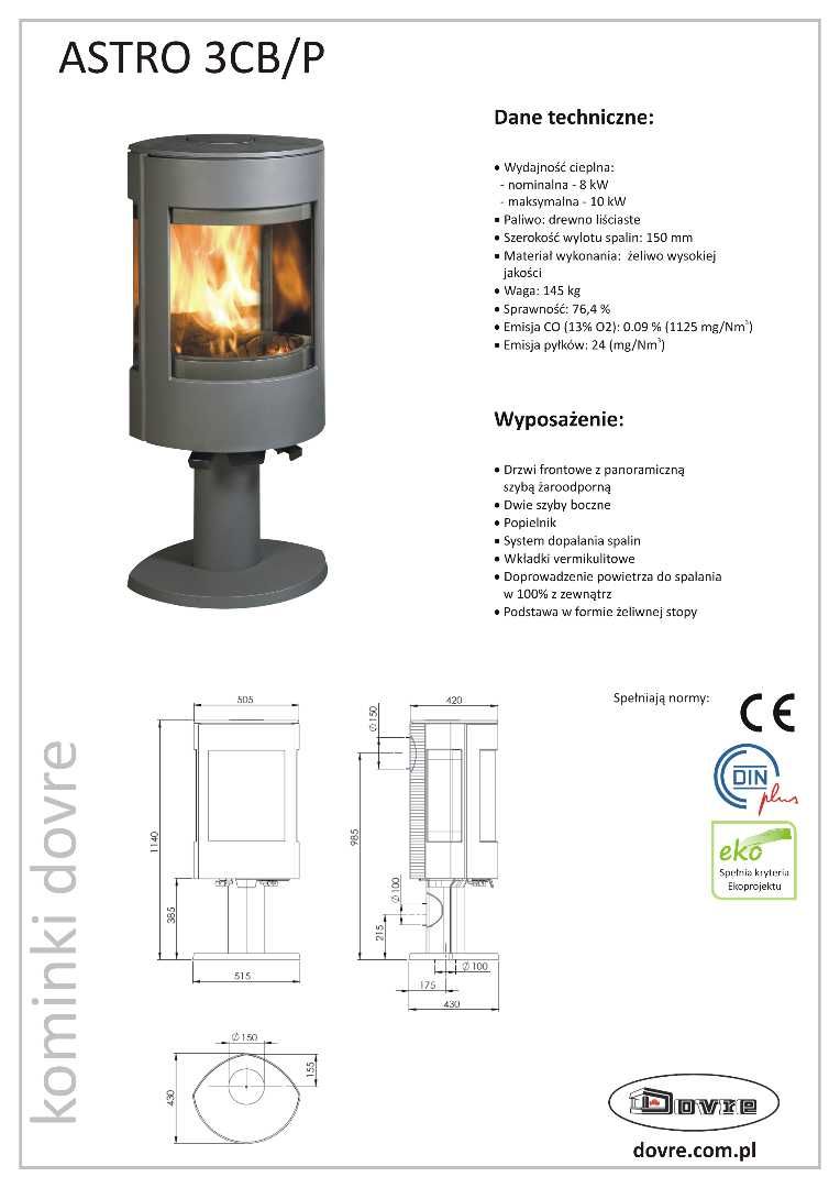 Dovre Astro 3CBP Pegasus kominek piecyk piec wolnostojący