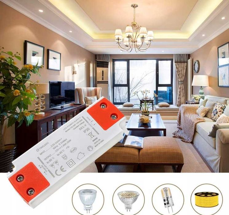Zasilacz transformator LED dla 12V AC/DC 1,66A 20W do żarówek taśm