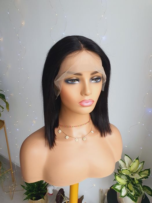 Peruka z włosów naturalnych lace front Monika czarne włosy
