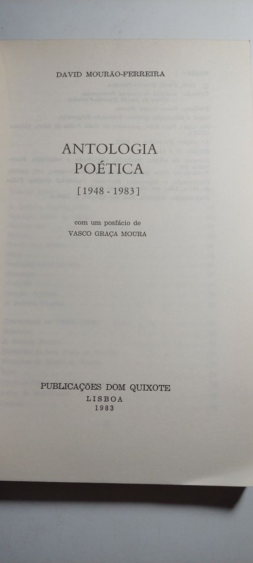 Antologia Poética, Obras de David Mourão-Ferreira