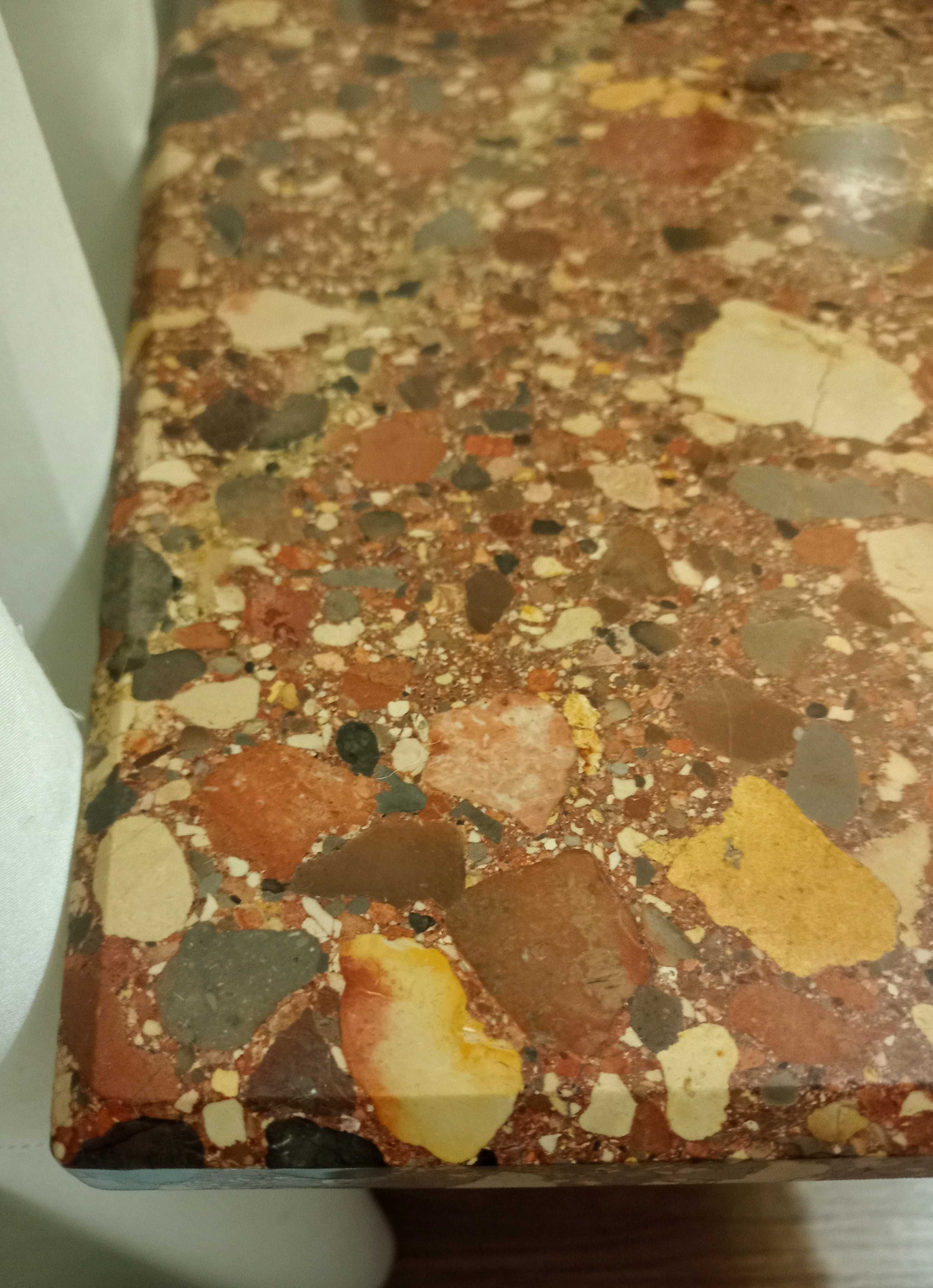 Mesa Brecha Arrábida c/base talha nogueira.100x50x45.LER DESCRIÇÃO!