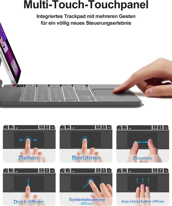 FOGARI etui klawiatura touchpad LED RGB iPad Pro 11 4/3/2 Air 5 Air 4