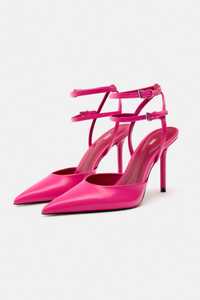 Кожаные туфли лодочки Zara розовые размер 37