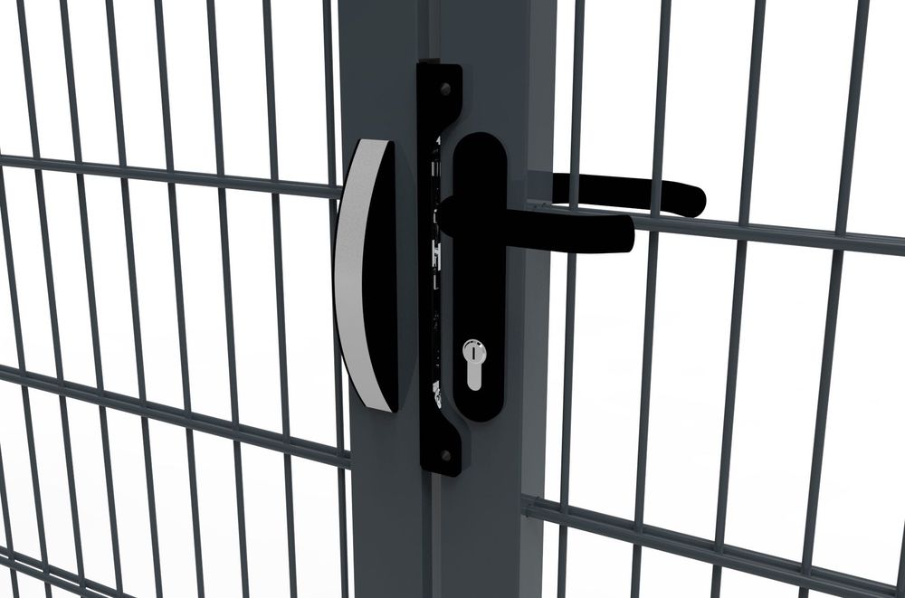 Brama skrzydłowa 2D panel ocynk malowana proszkowo słupy LOCINOX